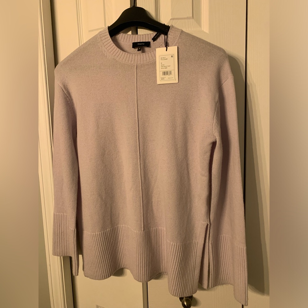NWT Theory Soft Lavender/ Silver Crew Neck Sweater (SZ M)